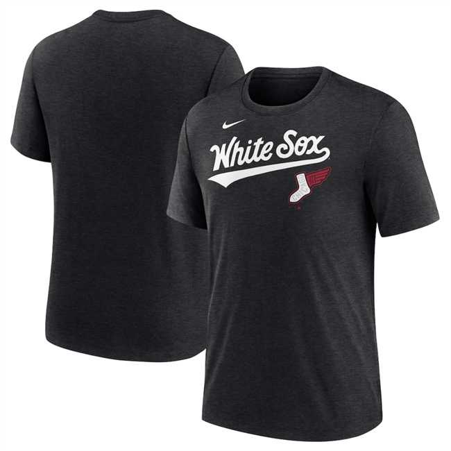 Men's Chicago White Sox Black 2025 City Connect Tri-Blend T-Shirt,We sell and wholesale Men's Chicago White Sox Black 2025 City Connect Tri-Blend T-Shirt on line form chian!